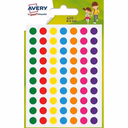 Gommettes assorties - Non spécifié - Ø 8 mm - 144 étiquettes - Adhésif permanent - Coloris variés