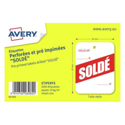 Avery ETIPERFS étiquette non-adhésive 1000 pièce(s) Rouge, Blanc Rectangle