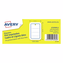 Avery ETIPERFL2, Bleu, Blanc, Universel, Rectangle, 224 g/m², 3,1 cm, 4,6 cm