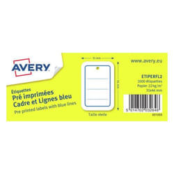 Avery ETIPERFL2 étiquette non-adhésive 1000 pièce(s) Bleu, Blanc Rectangle