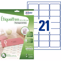 Avery J8560CL étiquette à imprimer Transparent Imprimante d'étiquette adhésive