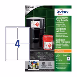 Avery B3483-50, Blanc, Rectangle, Permanent, 105 x 148 mm, A4, Teslin