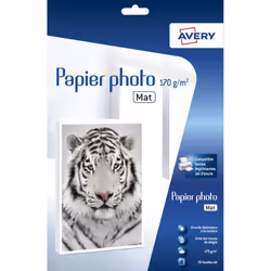 Avery 2585-20, Mat, 170 g/m², Jet d'encre, A4, Blanc, 20 feuilles