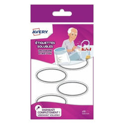 Avery SOLUB18 étiquette auto-collante Ovale Amovible Blanc 3 pièce(s)