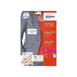 240 badges adhésifs en textile - AVERY - L4782-20 - Blanc - 40 x 75 mm