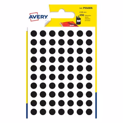 Avery PSA08N, Noir, Rond, Permanent, A6, FSC, 8 mm