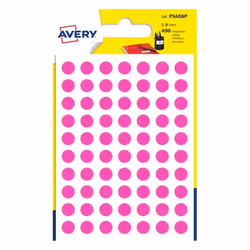 Avery PSA08P, Rose, Rond, Permanent, A6, 8 mm, 490 pièce(s)