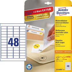 Avery L4736REV-25 étiquette auto-collante Rectangle aux angles arrondis Amovible Blanc 1440 pièce(s)