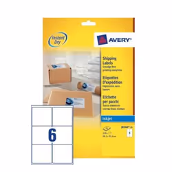 Avery J8166-25, Blanc, Etiquette auto-adhésive, Papier, Jet d'encre, Permanent, Rectangle aux angles arrondis