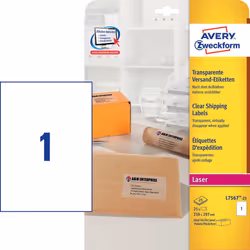 Avery L7567-25, Transparent, Rectangle aux angles arrondis, Permanent, DIN A4, Polyester, Laser