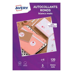 Avery C9422M-5 étiquette auto-collante Rond Permanent Blanc 120 pièce(s)