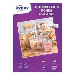 Avery C9422K-4, Multicolore, Rond, Permanent, Universel, 96 pièce(s), 4 pièce(s)