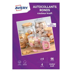 Avery C9422K-4 étiquette auto-collante Rond Permanent Multicolore 96 pièce(s)