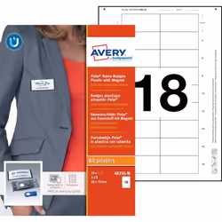Avery 4835G-M badge et porte-badges Badge nominatifs Plastique