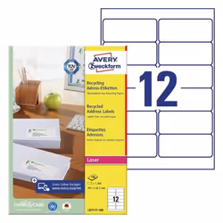 Avery LR7177-100 étiquette auto-collante Rectangle Blanc 1200 pièce(s)