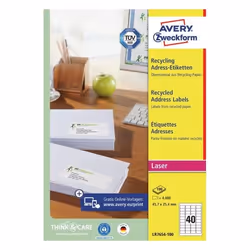 Avery LR7654-100, Blanc, Rectangle, Permanent, Laser, TÜV SÜD, 45,7 mm