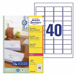 Avery LR7654-100 étiquette auto-collante Rectangle Permanent Blanc 4000 pièce(s)