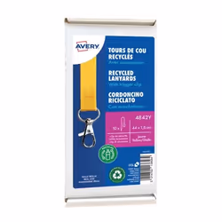 Avery 4842Y, Porte-badge avec cordon, Jaune, 10 pièce(s), Métal, Polyéthylène téréphthalate (PET), 15 mm, 44 cm