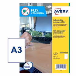 Avery AM001A3, Transparent, Rectangle, Amovible, 420 x 297 mm, A3, Universel
