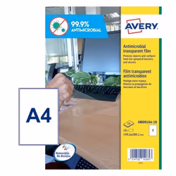 Avery AM001A4, Transparent, Rectangle, Amovible, 199.6mm x 289.1mm, A4, Universel