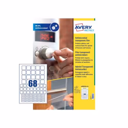 Avery AM00SA4, Transparent, Carré, Permanent, 30x30mm, 20x20mm, 20x10mm, A4, Universel