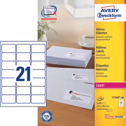 Avery L7160-100, Blanc, Rectangle aux angles arrondis, Permanent, Papier, Laser, 63,5 mm