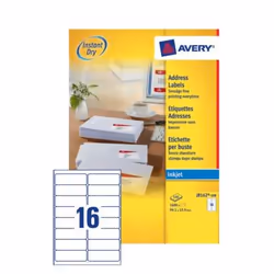 Avery J8162-100, Blanc, Etiquette auto-adhésive, Papier, Jet d'encre, Permanent, Rectangle aux angles arrondis