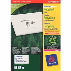 Avery QuickPEEL, Blanc, A4, 63,5 mm, 38,1 mm, 2100 pièce(s), 100 feuilles