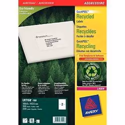 Avery QuickPEEL, Blanc, A4, 199,6 mm, 143,5 mm, 200 pièce(s), 100 feuilles