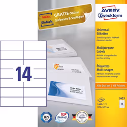 Avery 3653 étiquette auto-collante Rectangle Permanent Blanc 1400 pièce(s) - Vue supplémentaire 2