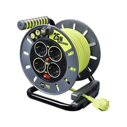 Luceco - Enrouleur de câble extension 4 prises Schuko 16A 25Mts