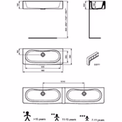 Lavabo collectif - IDEAL-STANDARD - Contour 21 - 100x40 - sans trop plein