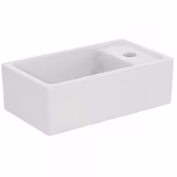 Lave-mains pour plan de toilette ou sous-meuble sans trop-plein avec trou pour robinetterie à droite trou de robinetterie per ...