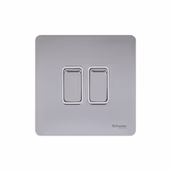 Schneider Electric  Interrupteur double en chrome poli avec insert blanc 16AX - GU1422WPC