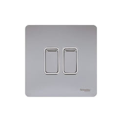 Schneider Electric  Interrupteur double en chrome poli avec insert blanc 16AX - GU1422WPC