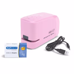 Rapesco 626EL, 15 feuilles, Devant, 1000 agrafes, Rose, Batterie, AA
