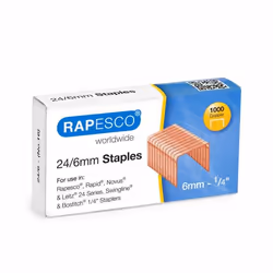 Rapesco S24600Z3, Pack d'agrafes, 24/6, 6 mm, 1000 agrafes, Cuivre, Cuivre