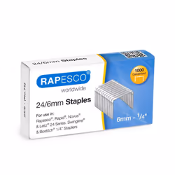 Rapesco S24607Z3, Pack d'agrafes, 6 mm, 1000 agrafes, Acier, Argent, Papier