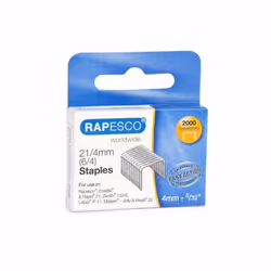 Rapesco 1367, Pack d'agrafes, 21/4, 4 mm, 2000 agrafes, Acier, Argent
