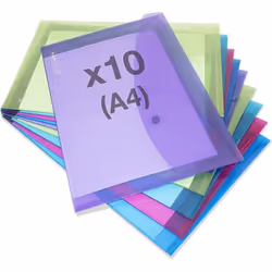 Pochettes - Bouton pression - A4+ - Semi-transparent - 10 unités - Rapesco