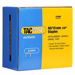 Boîte de 10000 agrafes galvanisées de type 80 L. 10 mm. Agrafes à fil plat parfaitement adaptées aux applications de tapisser ...