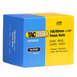 Boîte de 2500 clous de finition de type 16G L. 60 mm. Clous 16G galvanisés pour une force de maintien supérieur aux clous 18G ...