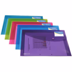 Pqt de 5 Pochettes Porte-Document ID A4+ Assorti Vif Transparent