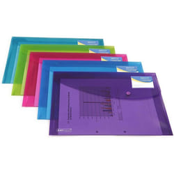 Pqt de 5 Pochettes Porte-Document ID A4+ Assorti Vif Transparent