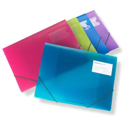 Pqt de 5 Porte-Documents A4 à 3 rabats Couleurs Vives Transparentes