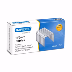 Rapesco S24602Z3, Pack d'agrafes, 24/6, 6 mm, 5000 agrafes, Acier galvanisé, Aluminium