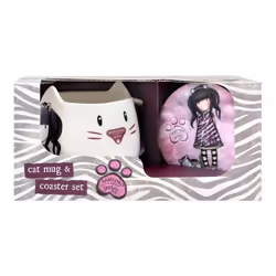 Gorjuss Lot Ruby wild Tasse Dessous de verres 2 Pièces Céramique Gris