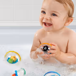 Munchkin Float & Play Bubbles, Turtle Animal de bain Bleu, Vert, Rouge, Jaune