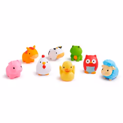 Munchkin Farm Bath Squirts, Animal de bain, Garçon/Fille, 0,9 an(s), Bleu, Vert, Orange, Rose, Rouge, Blanc, Jaune