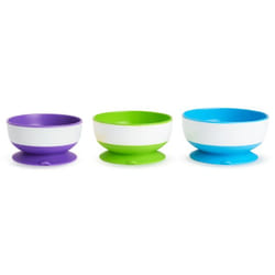 Munchkin Stay Put Suction Bowls 6 mois Bleu, Vert, Violet